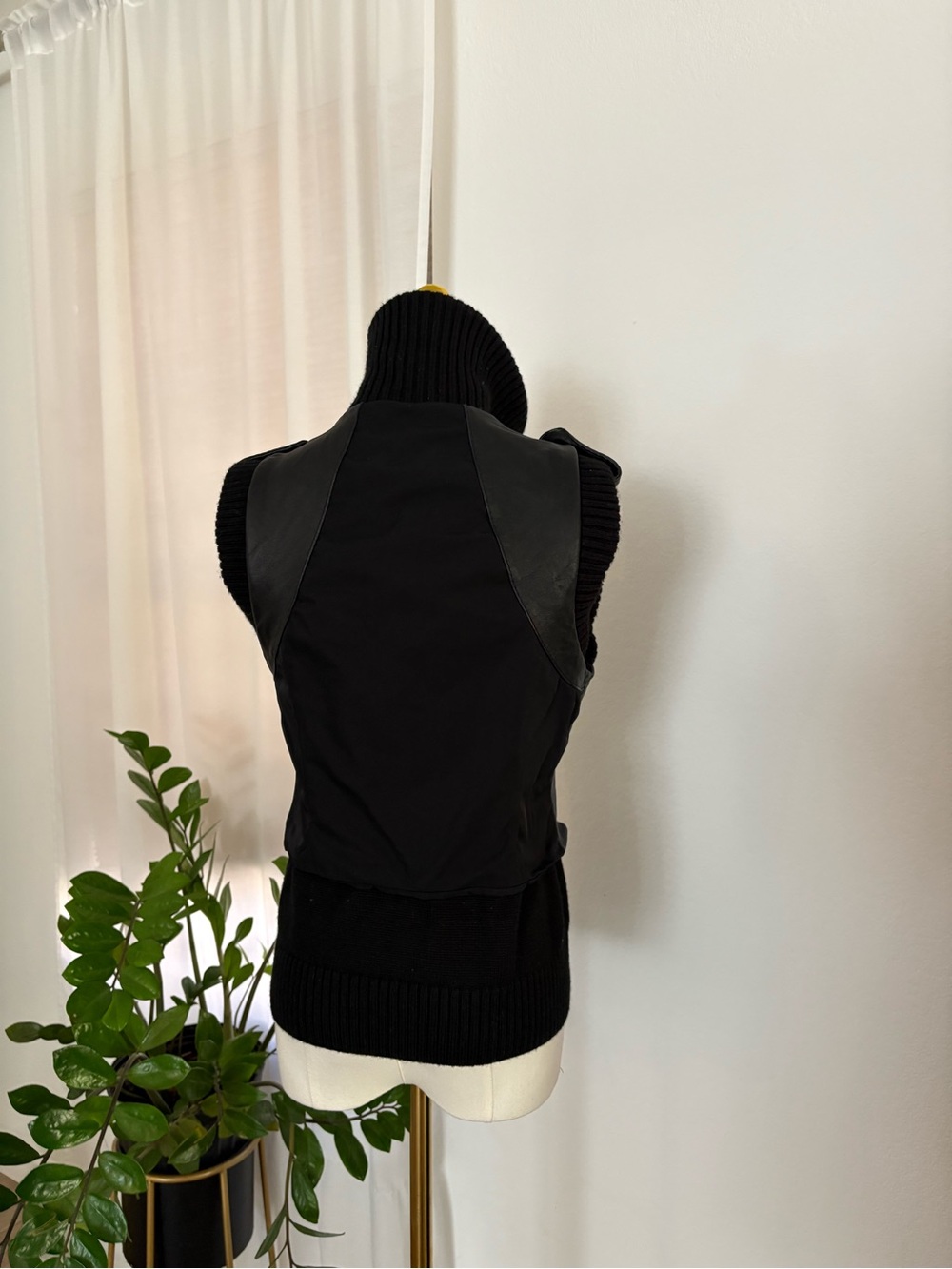 BCBGMaxAzria Black Leather & Knit Hybrid Vest - Picture 7 of 10